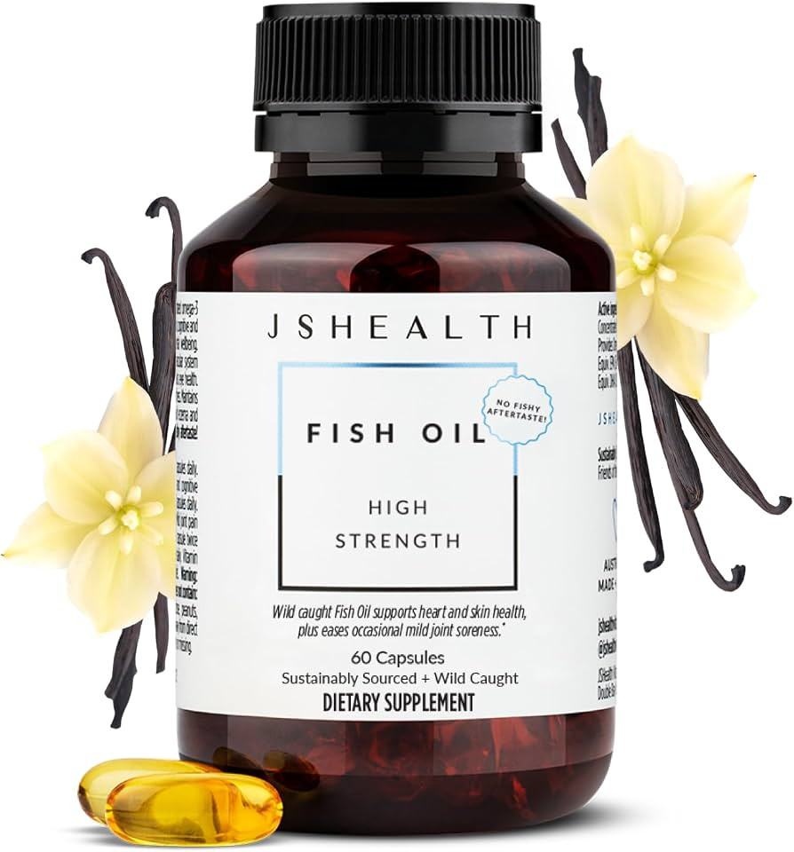 JSHealth High Strength Fish Oil. 900mg Omega-3 per Capsule with 540mg EPA and 360mg DHA. Wild-Cau... | Amazon (US)