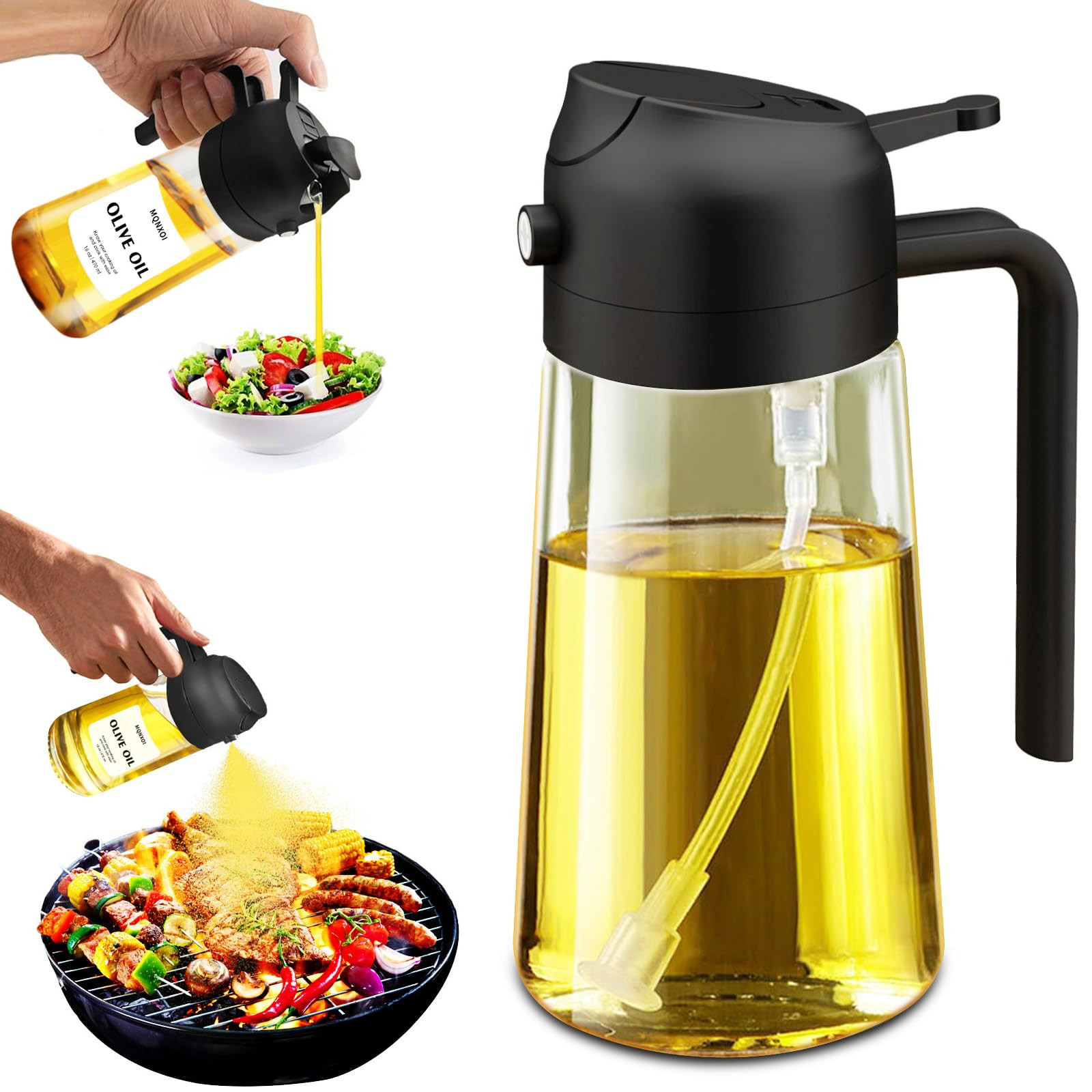 2 in 1 Glass Oil Sprayer & Dispenser,16oz/470ml Olive Cooking, Air Fryer, and Salad, for Kitchen ... | Amazon (US)
