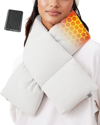 Women Heated Scarf Rechargeable Wearable Electric Neck Pillow Warmer Cordless USB Weighted Heating Pad Should Pain Relief Massager Infrared Hot Packs Battery Shawl Wrap Around Oad Shaw Portable Grey | Amazon (US)