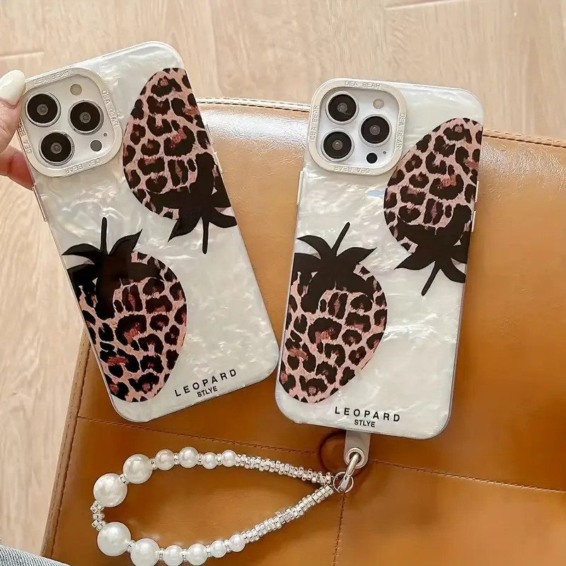 Chic Leopard Strawberry Print Iphone Case Bracelet Full - Temu | Temu Affiliate Program