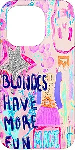 iPhone 15 Pro Aesthetic Blondes Have More Fun Pink Preppy Watercolor Case | Amazon (US)