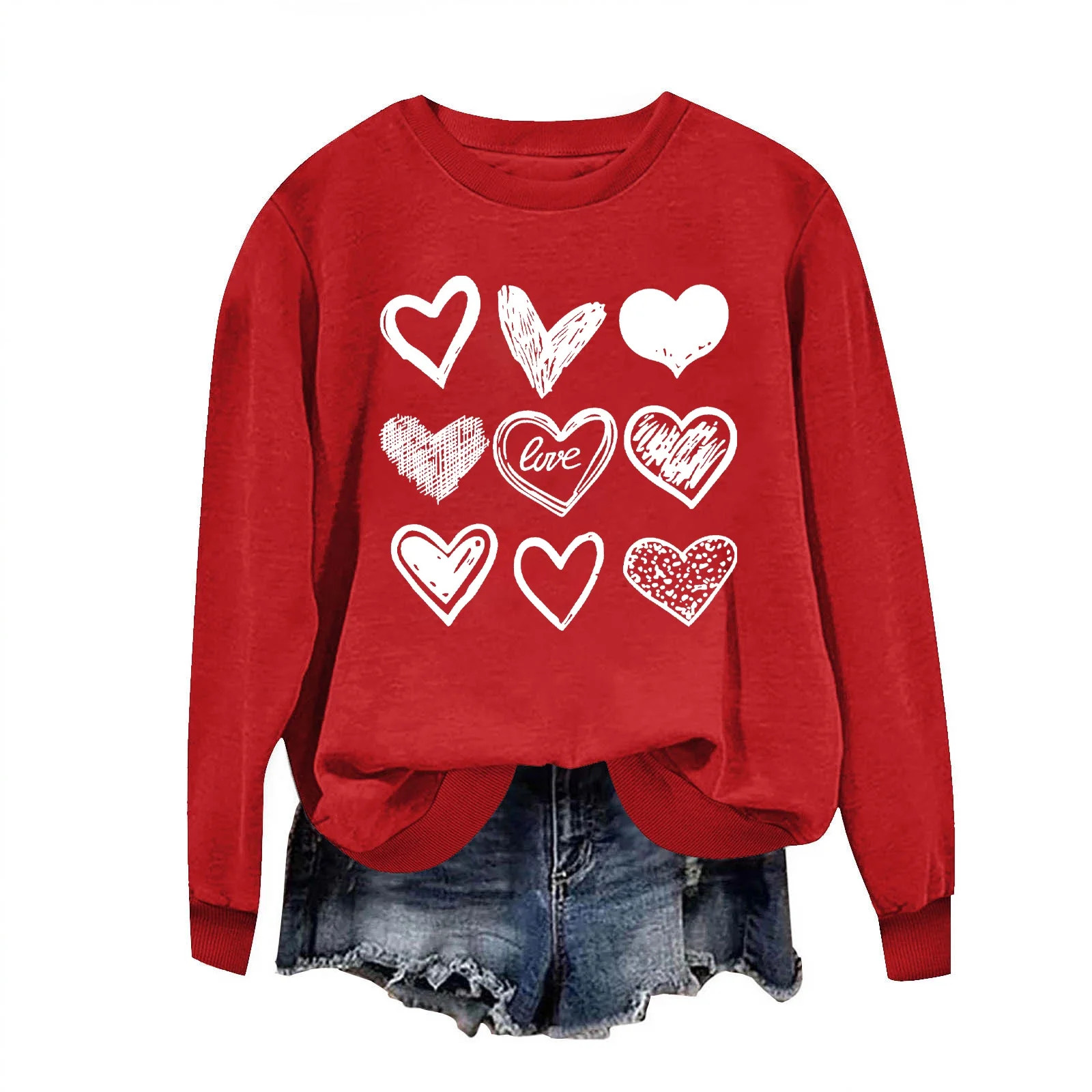 Patlollav Womens Valentine's Day Top Loose Fitting Sweater | Walmart (US)