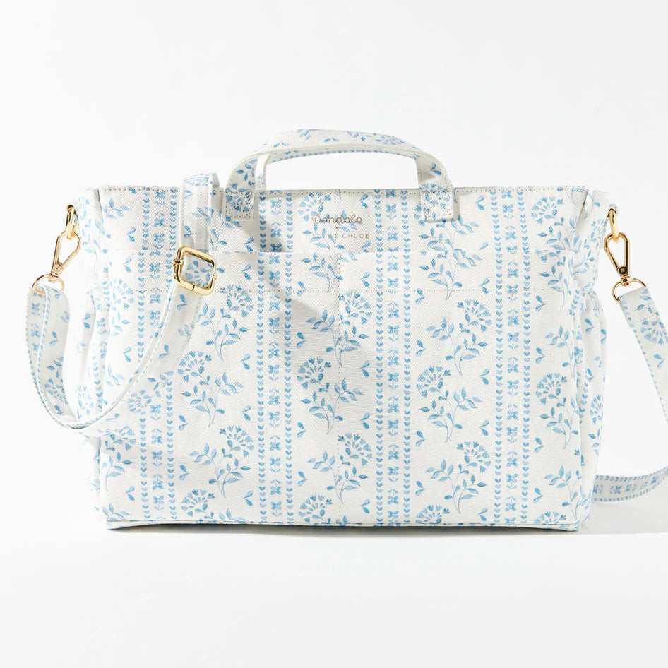 Diaper Carry All - Blue Floral Stripe | Dondolo