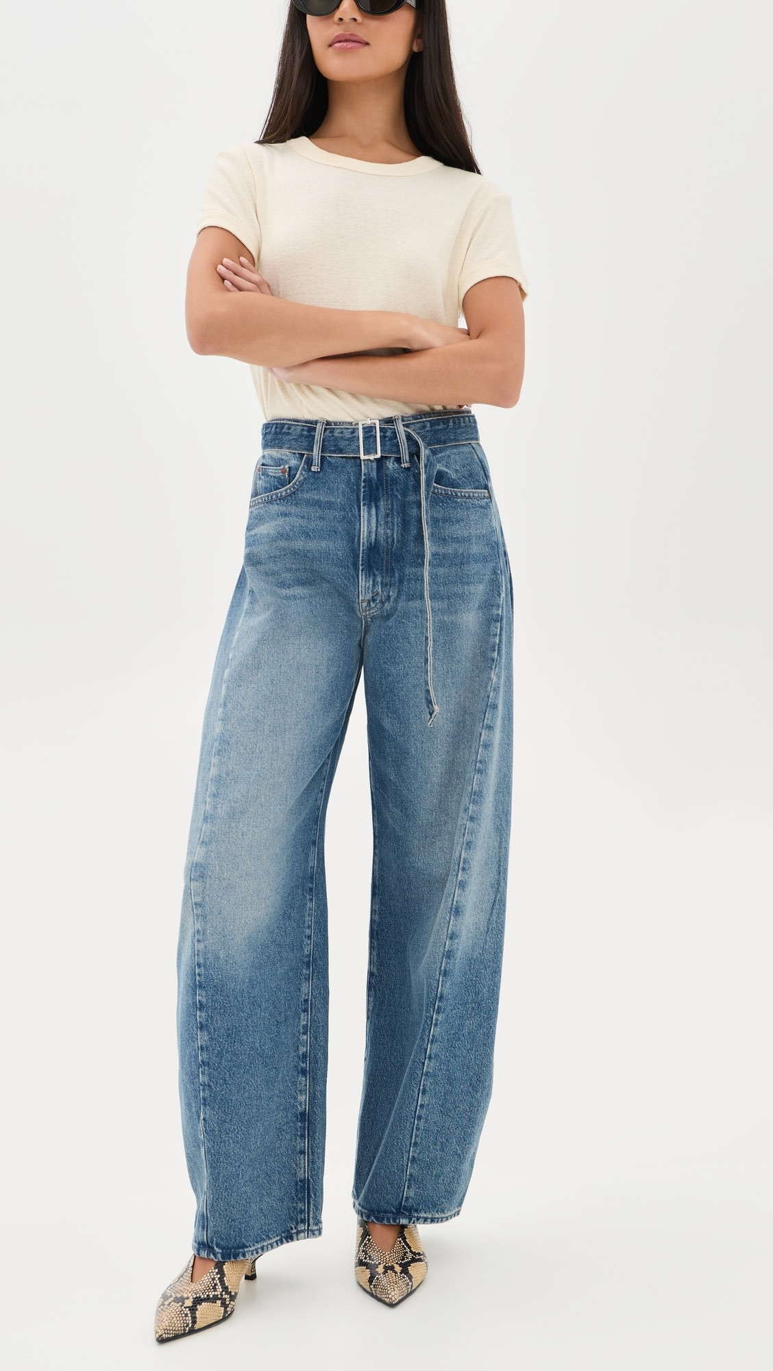 MOTHER The Belted Spoonful Nerdy Barrel Jeans | Shopbop | Shopbop