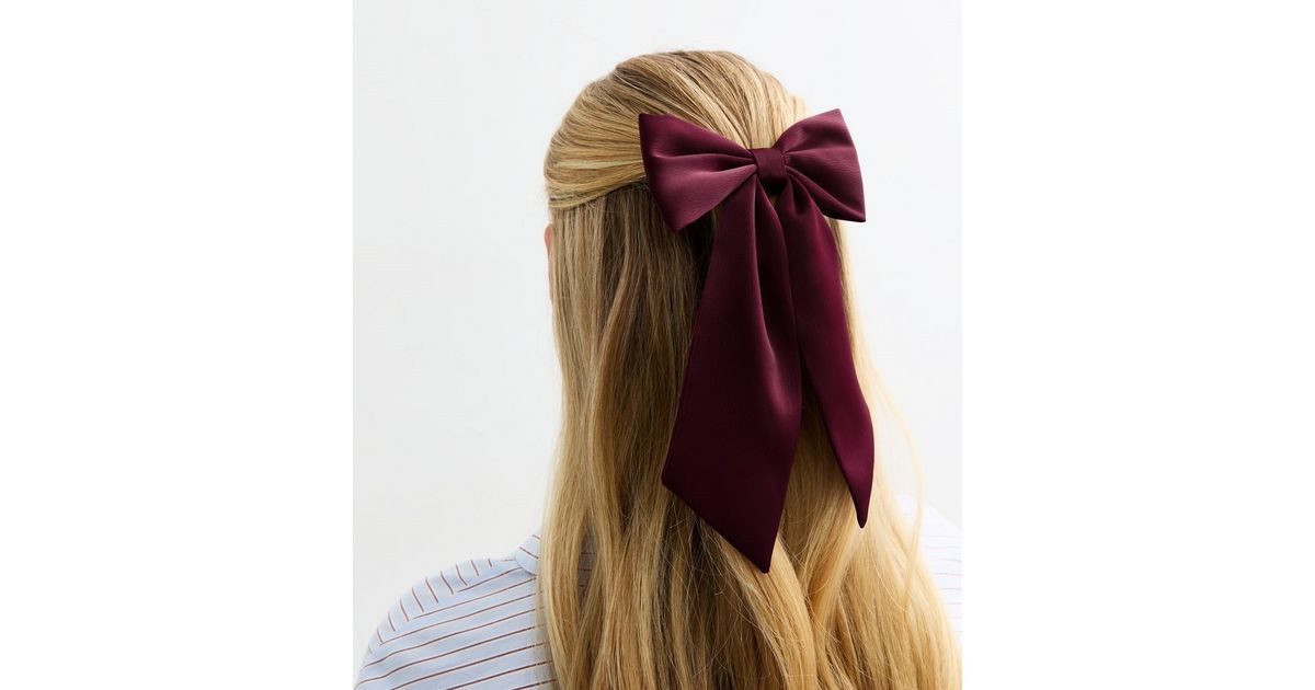 Burgundy Satin Bow Hair Slide | New Look | New Look (UK)