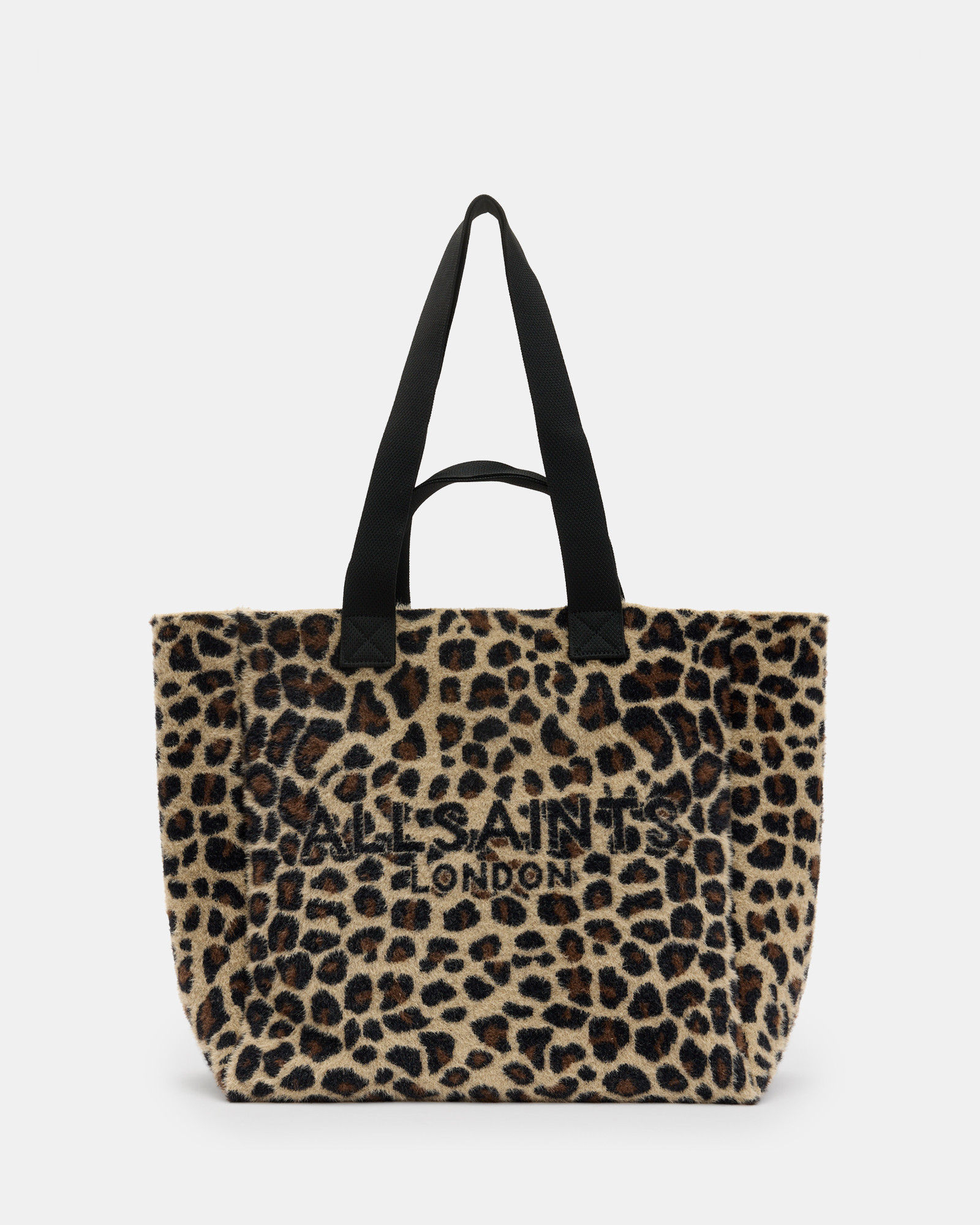 AllSaints Izzy Leopard Print Logo Tote Bag | AllSaints US