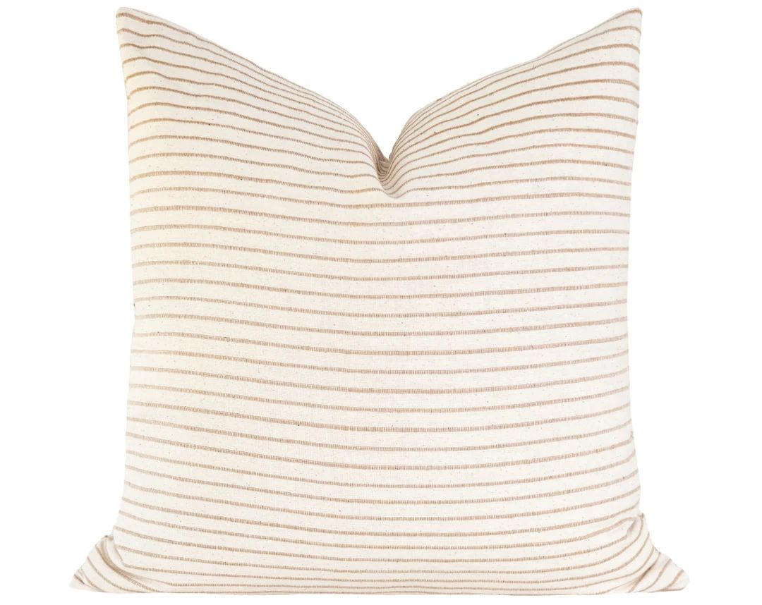 Thin Tan Stripe Pillow Covers, Textured Orange Stripe, Modern Farmhouse Pillow Cover, Woven Pillo... | Etsy (US)