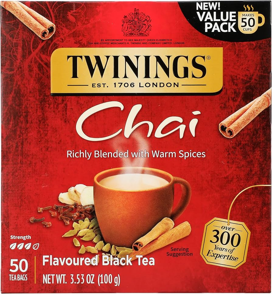 Twinings Chai Black Tea Individually Wrapped Bags, Sweet, Savoury Spices, Caffeinated, Enjoy Hot ... | Amazon (US)
