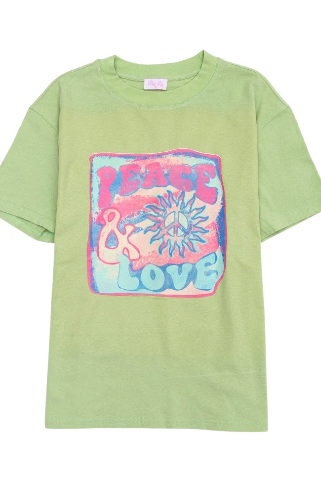 Peace And Love Mint Oversized Graphic Tee | Pink Lily