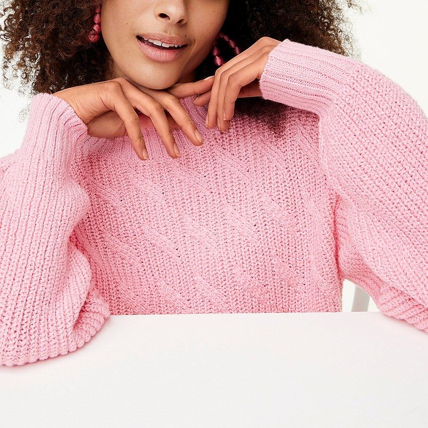 Cotton-blend cable mockneck sweater | J.Crew Factory