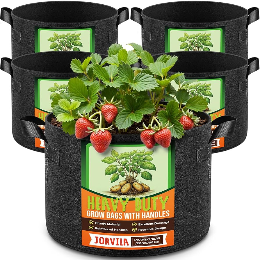 5 Pack 5 Gallon Thickened Grow Bags, Aeration Nonwoven Fabric Plant Pots with Durable Handles, He... | Amazon (US)