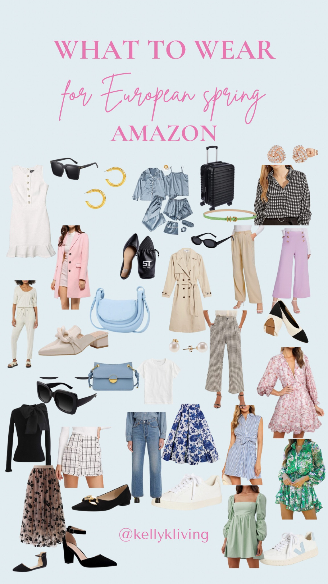 PART 1 of 2 inspo boards! Heading on a trip to Europe this spring? I was recently requested to create a style inspo board for a trip to France and Italy in the spring. I’m seeing lots of pastels, embroidery, neutral trousers, wide leg pants, leather cross body purses, black sunglasses, satin, blues, floral dresses and French style all around. All of these are Amazon finds and some are on sale!

Classic style, Paris, Italy, European style, preppy, capsule wardrobe 


#LTKunder100 #LTKtravel #LTKsalealert