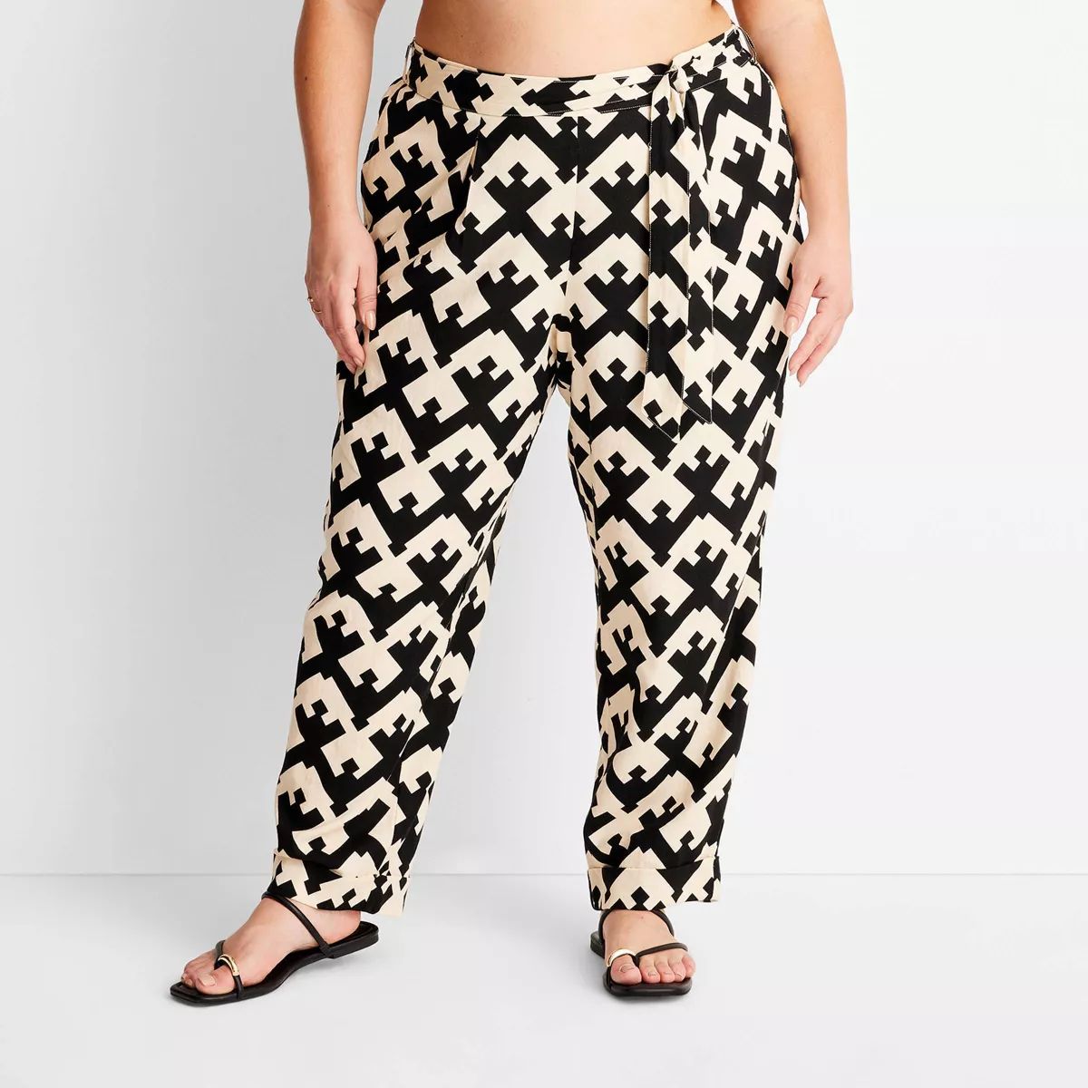Women's Geo Print High-Waisted Tie-Front Trousers - Future Collective™ with Jenny K. Lopez Blac... | Target