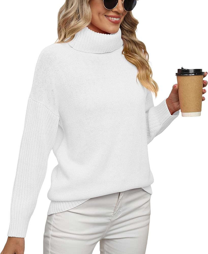 Jouica Women 2025 Fall Casual Turtleneck Batwing Sleeve Chunky Oversized Ribbed Knit Tunic Sweate... | Amazon (US)