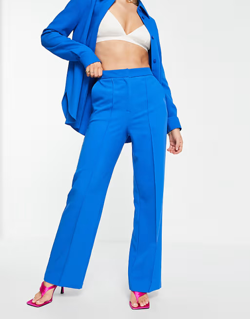 Topshop pinseam straight tailored trouser in cobalt | ASOS (Global)