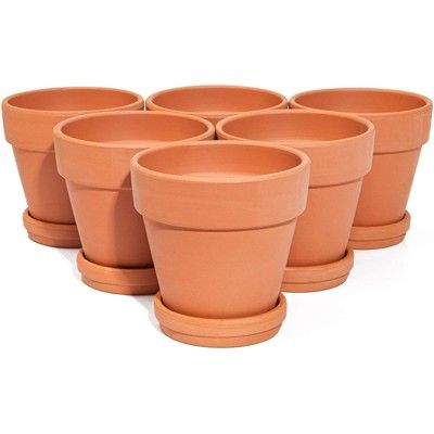Juvale 6 Pack Terra Cotta Clay Pots with Saucer, Small Plant Pots, Planters for Succulents, 4 x 4... | Target
