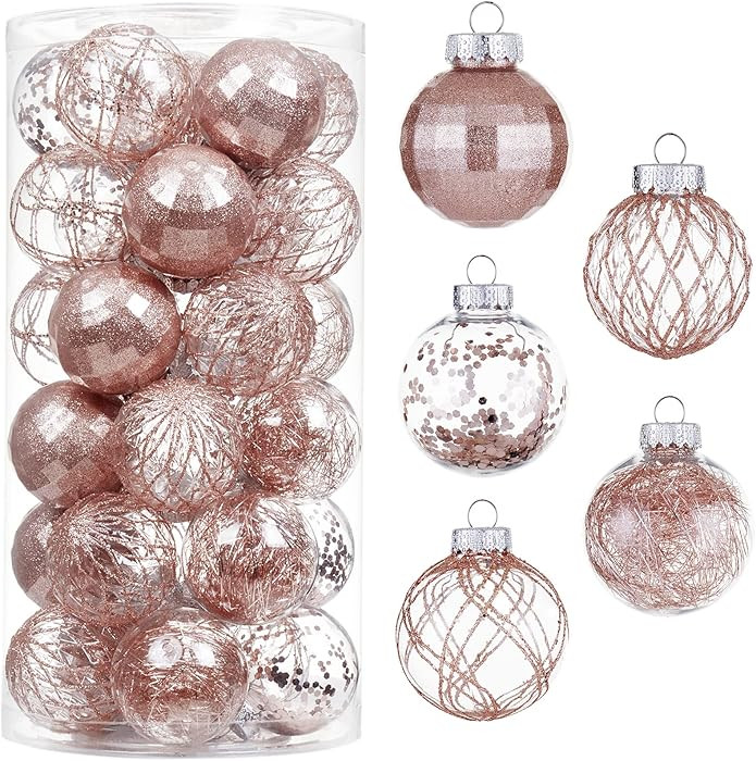 30ct Christmas Ball Ornaments-60mm/2.36" Shatterproof Clear Plastic Xmas Balls Baubles Set with S... | Amazon (US)