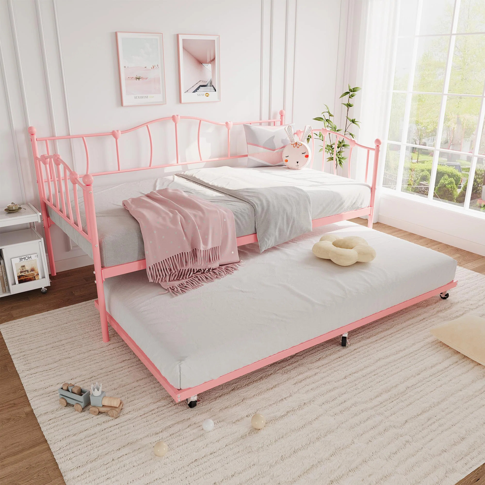 ZACOO Metal Daybed With Trundle Bed, Twin Size Day Bed With Premium Metal Frame | Wayfair | Wayfair North America