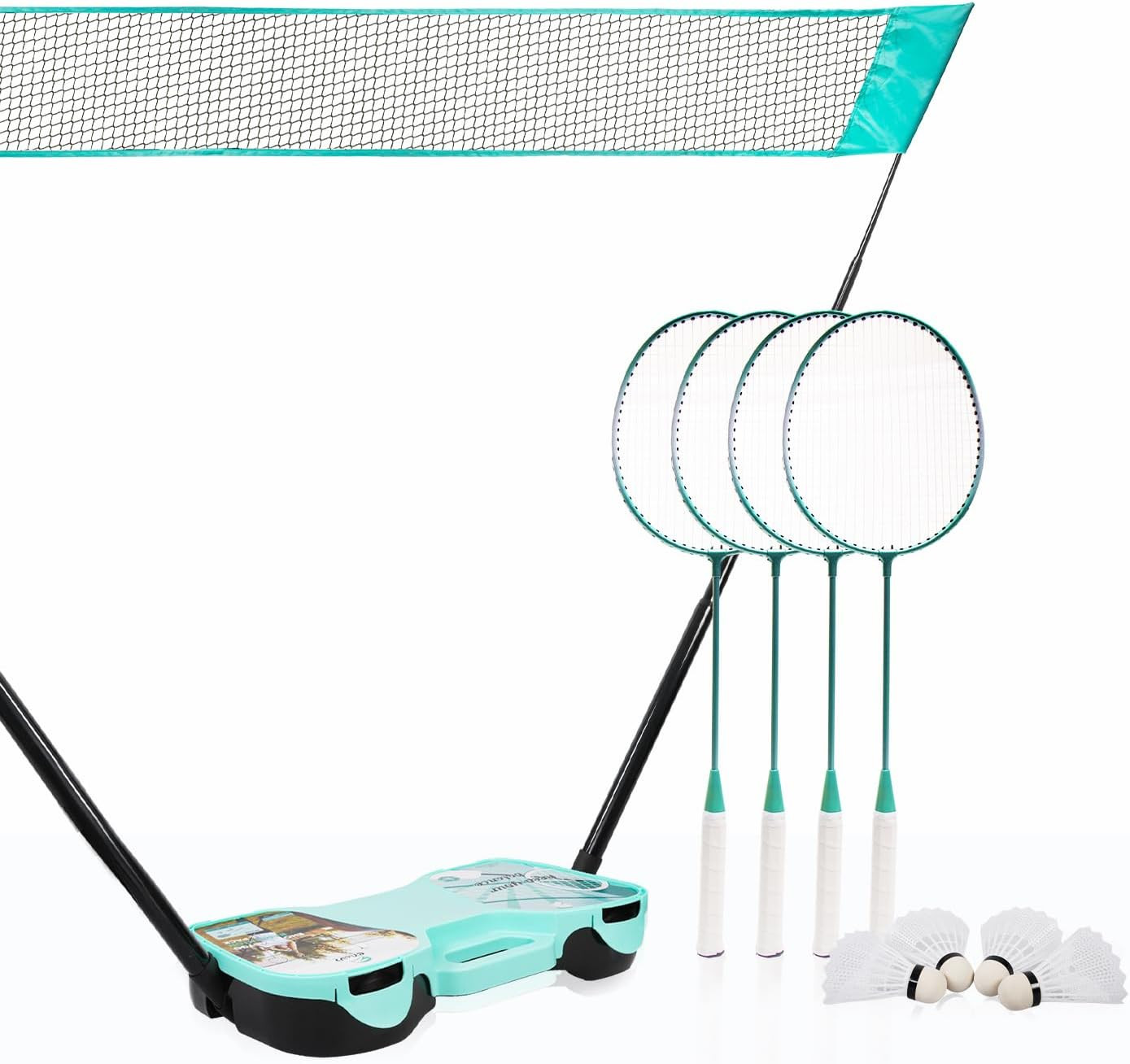 ENOVI EasyGo Badminton Set, with Net, 4 Racket, 4 Birdies, Portable Storage Box, for Backyards, Outdoor Games | Amazon (US)