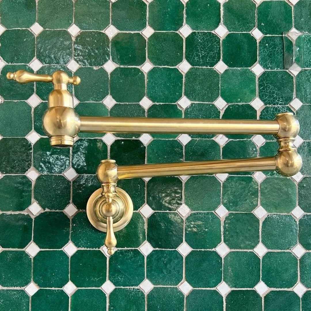 Unlacquered Brass Pot Filler – Wall‑mount Swing‑arm Stove Faucet | Raw Brass Patina‑ready... | Etsy (US)