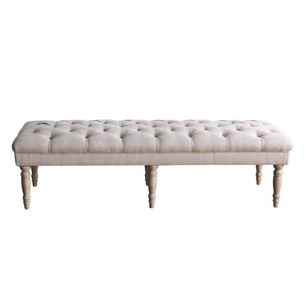 Gracewood Hollow Arkoun Natural Beige Tufted Bench | Bed Bath & Beyond