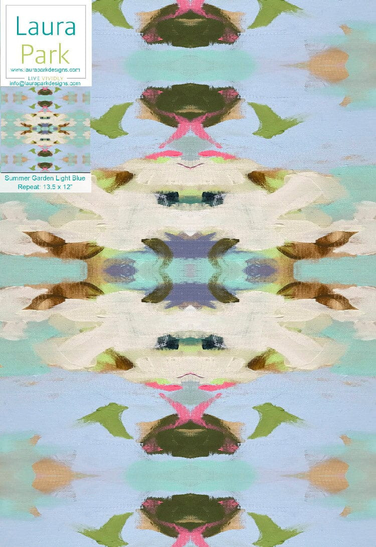 Summer Garden Light Blue Wallpaper | Laura Park Designs