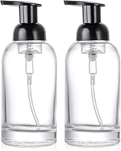 2 Pack Thick Glass Jar Soap Dispenser with Foaming Pump, 12.6 Ounce Clear Round Bottles Dispenser... | Amazon (CA)