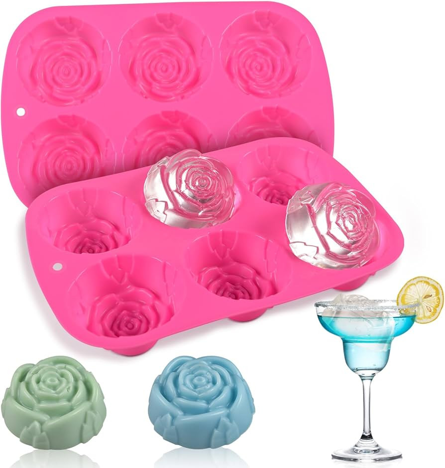 Rose Ice Cube Mold, 2 Pack BPA Free Flower Ice Cube Mold for Cocktail, Easy Release Rose Ice Cube... | Amazon (US)