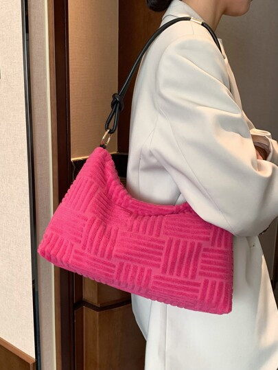 Minimalist Textured Hobo Bag | SHEIN