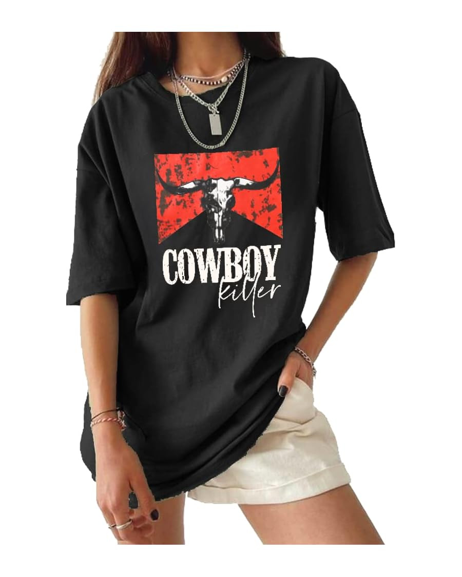 CM C&M WODRO Oversized Western Cowboy Killer T Shirt for Women Retro Cowgirl Rodeo Tee Vintage Bu... | Amazon (US)