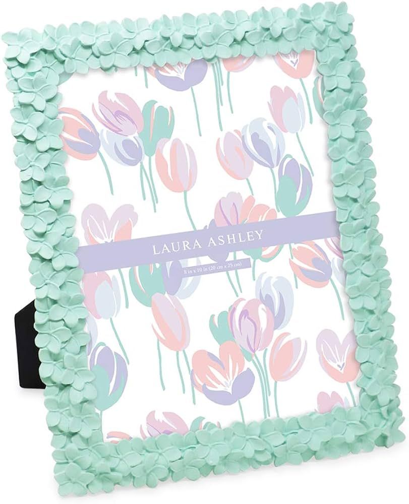 Laura Ashley 8x10 Mint Green Flower Textured Hand-Crafted Resin Picture Frame w/Easel & Hook for ... | Amazon (US)