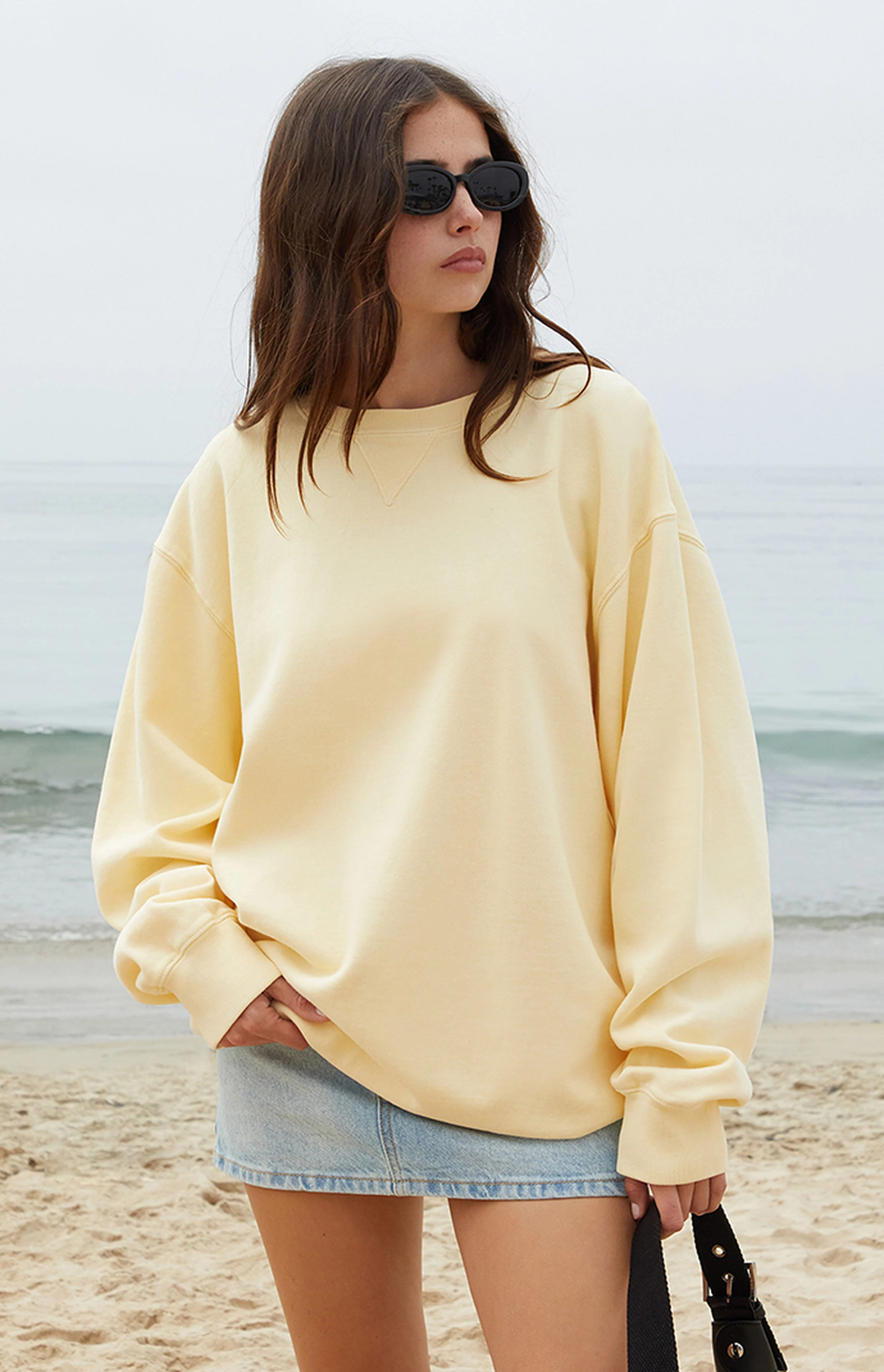 John Galt Yellow Erica Crew Neck Sweatshirt | PacSun