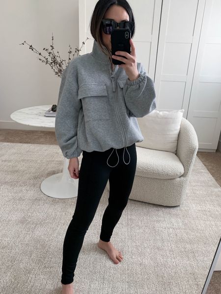 Madewell MWL jacket- on sale! This jacket is back in stock in a pretty mint color. Wearing the xs. 

Athleisure style, Madewell sale, neutral capsule wardrobe, petite style. 

#LTKfit #LTKsalealert #LTKunder100