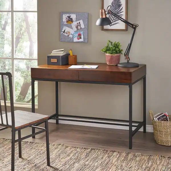 Ebany Industrial Acacia Wood Storage Desk by Christopher Knight Home | Bed Bath & Beyond