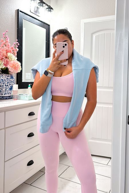 Girly Workout Outfit 

Crz Yoga | Workout Set | Girly Set | Pink Workout Set | Loght Blue Sweatshirt | 

#LTKsalealert #LTKstyletip #LTKfitness