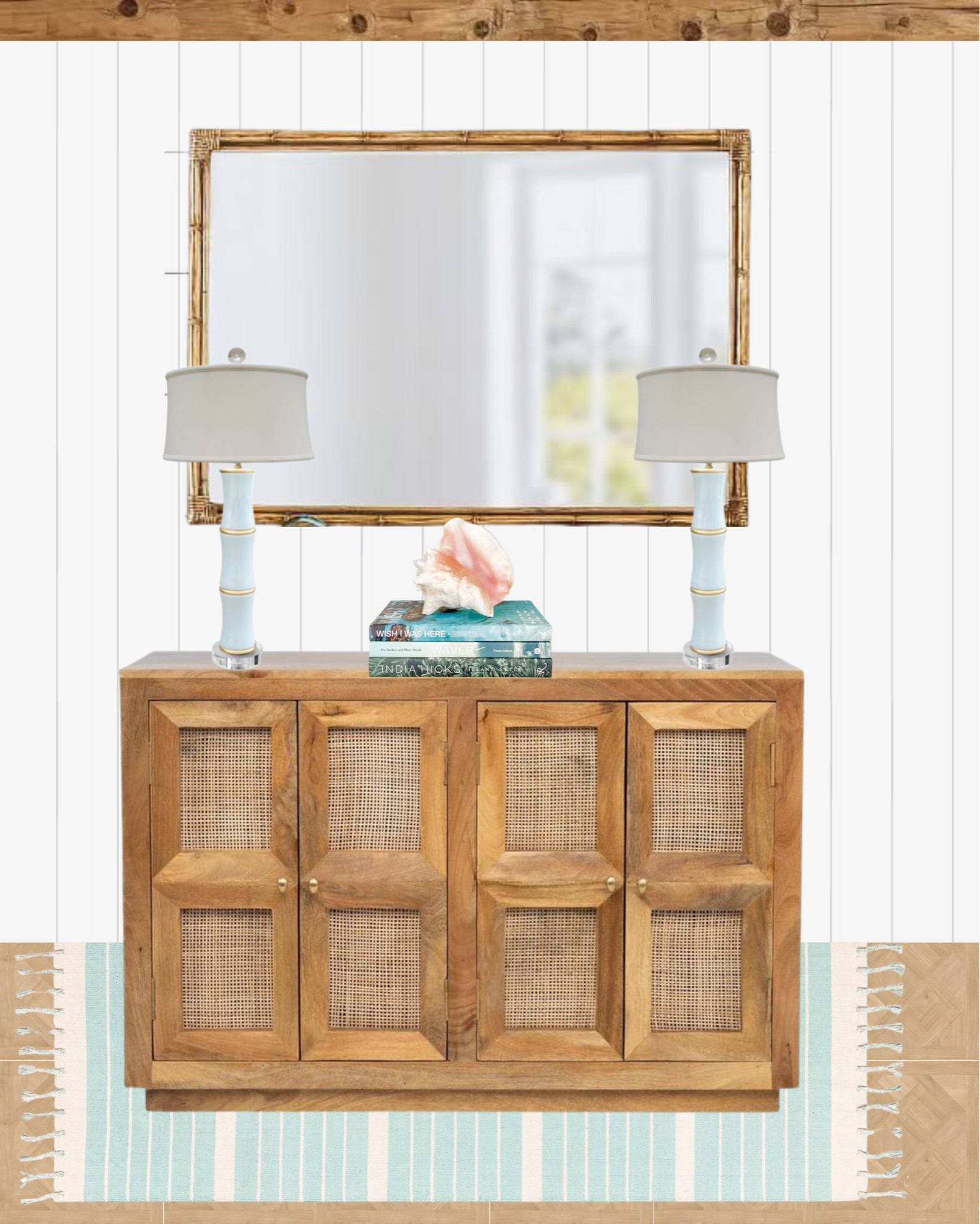 My dream foyer🤍 Simple. Coastal. Elevated. Shop this bamboo mirror, lamps, book stack and more! 

#entry #lamps #bamboo #coastalhome

#LTKHome #LTKSummerEdit #LTKFindsUnder100