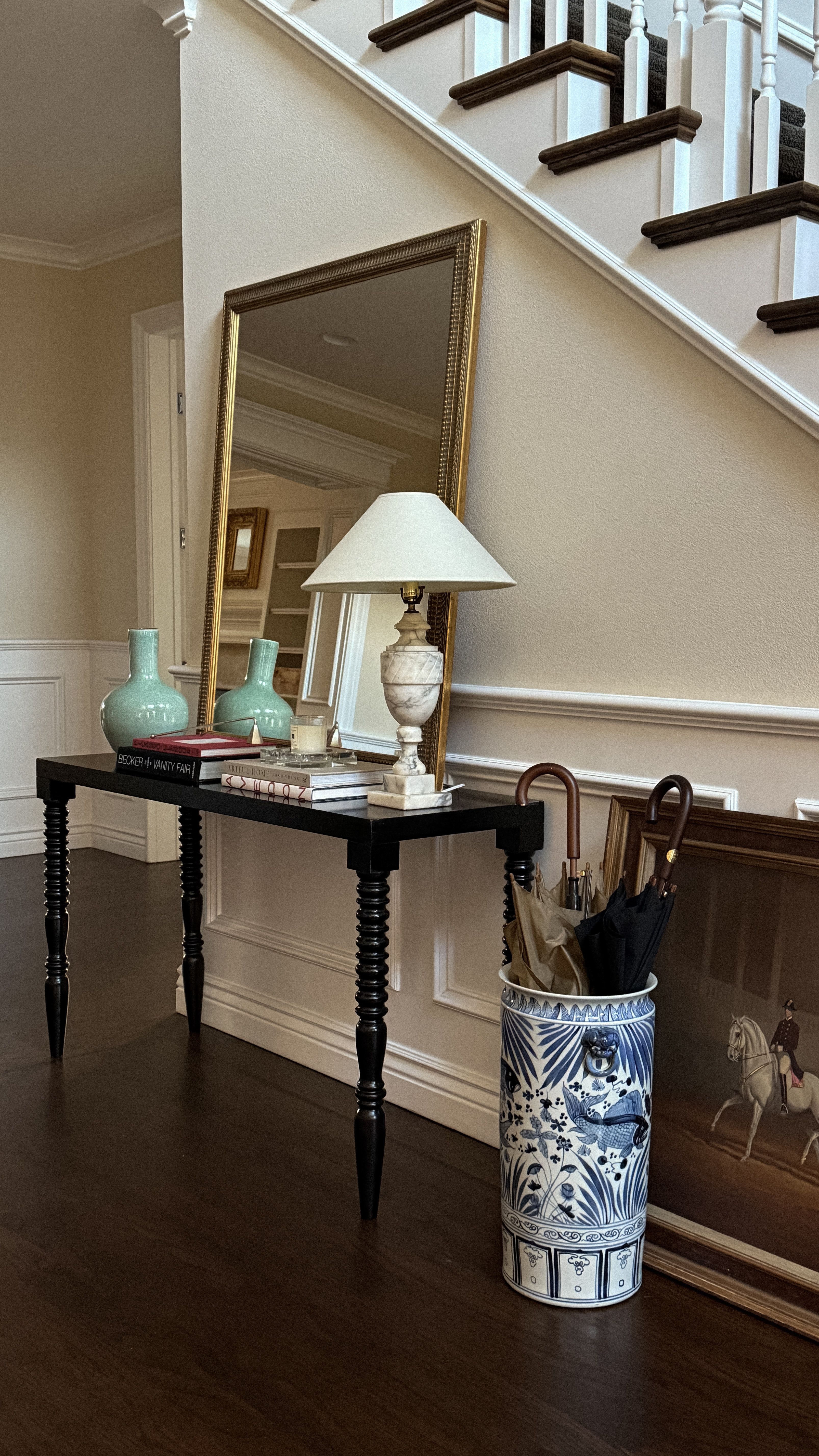 Entry way console decor. Chinoiserie umbrella stand. Crystal dish   

#LTKHome