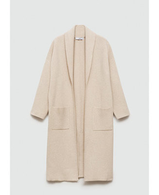 Mango Women's Pockets Detail Oversized Knitted Coat - Macy's | Macy's