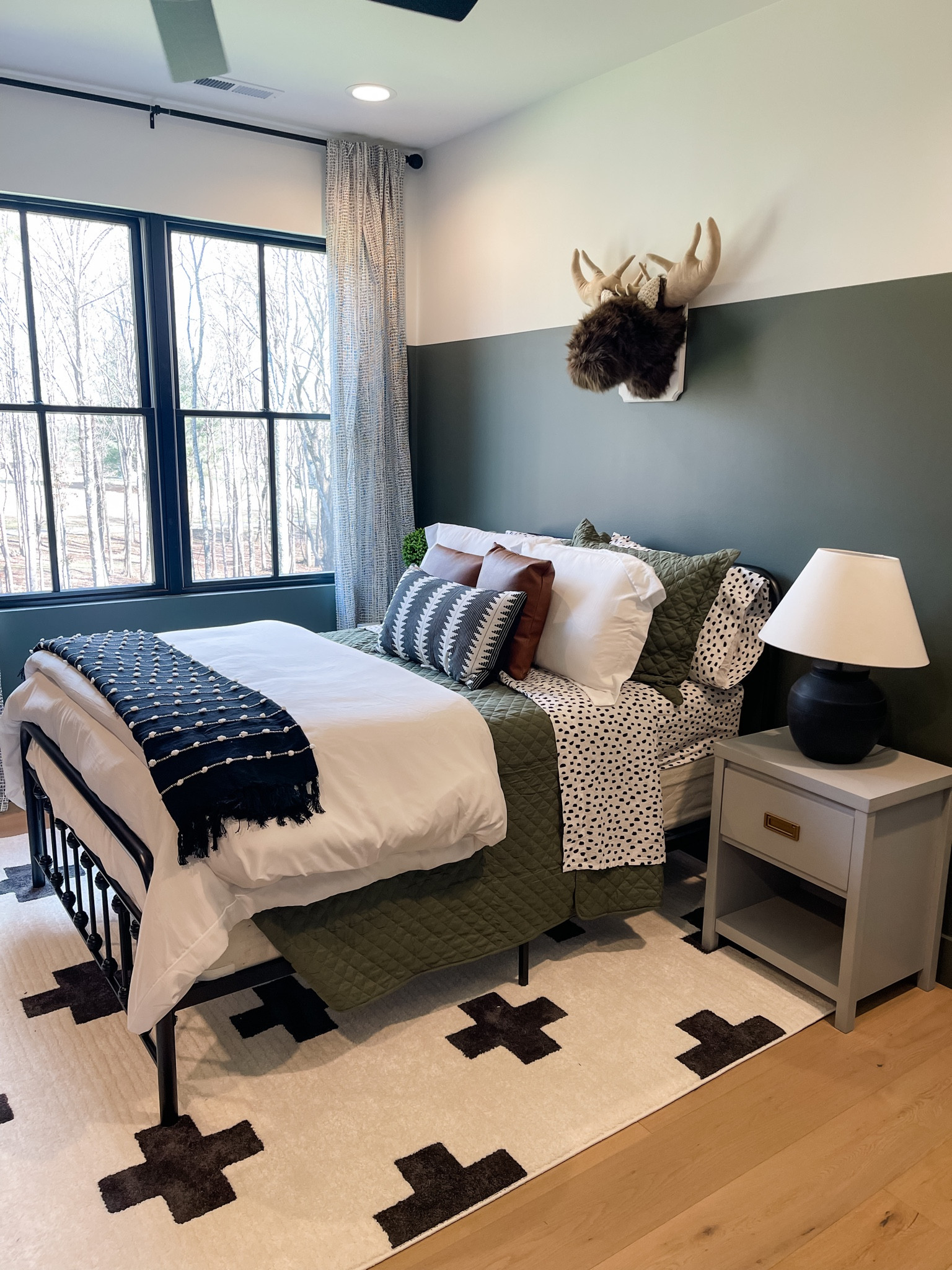 Little boys room.  Full of everything little boys are made of. Pewter green walls and black and white accents. 

#LTKhome