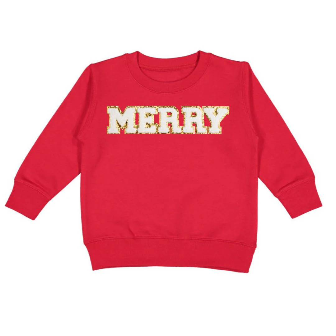 Merry Patch Christmas Sweatshirt - Red | Sweet Wink