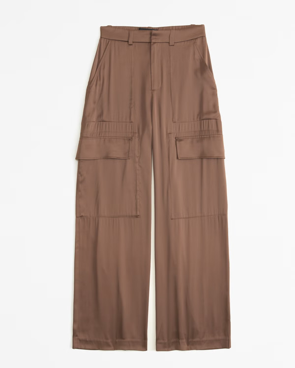 Women's Satin Wide Leg Cargo Pant | Women's New Arrivals | Abercrombie.com | Abercrombie & Fitch (US)