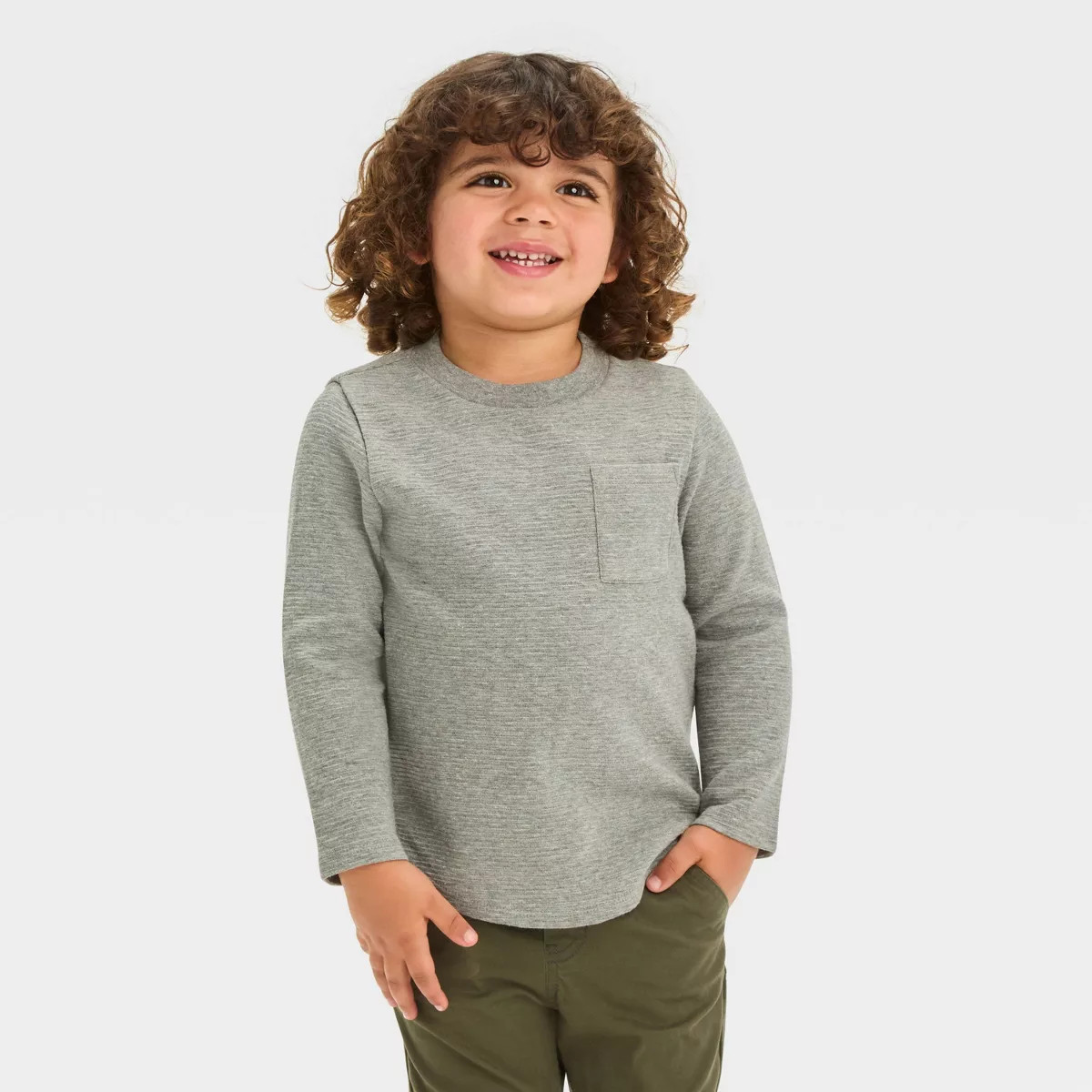 Toddler Boys' Long Sleeve Jersey Pocket T-Shirt - Cat & Jack™ | Target