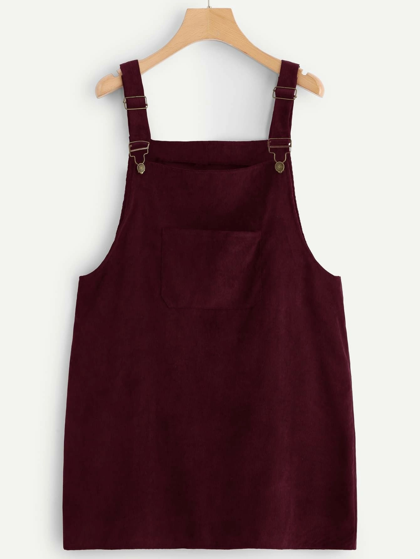 Plus Pocket Front Corduroy Pinafore Dress | SHEIN