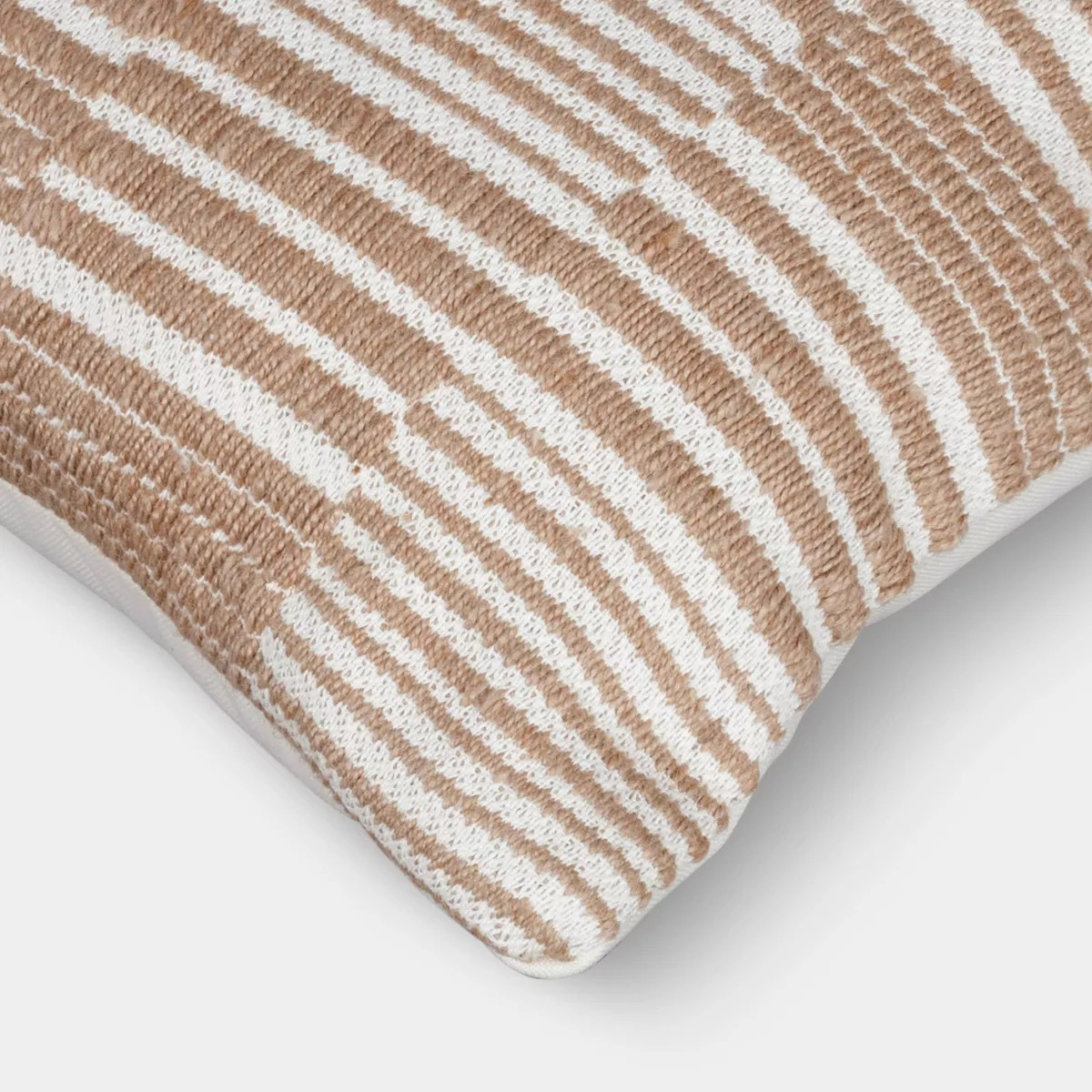 14"x20" Blocked Woven Stripe Lumbar Pillow Tan/Ivory - Threshold™ | Target