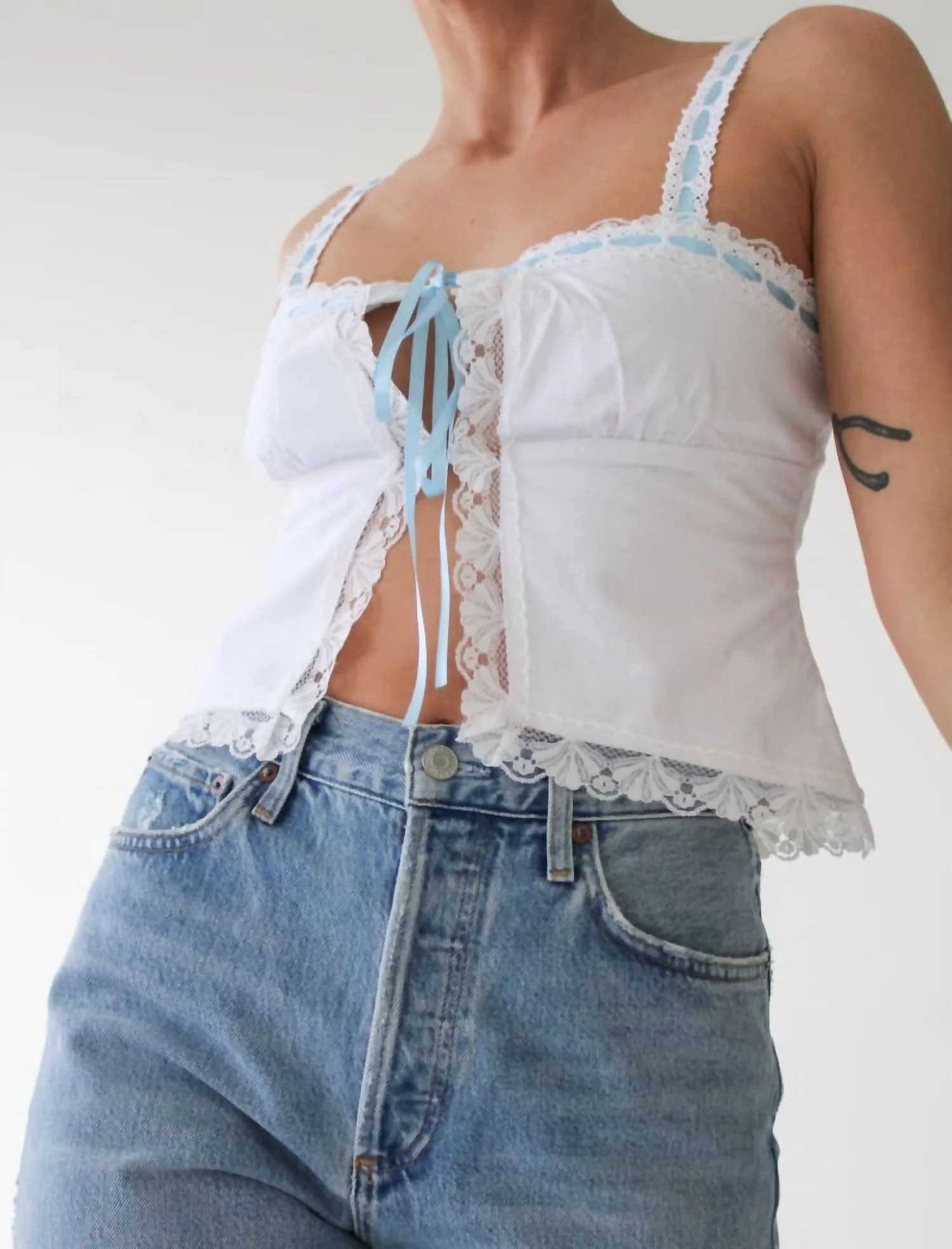 Vintage Love Cami In White/blue | Shop Simon