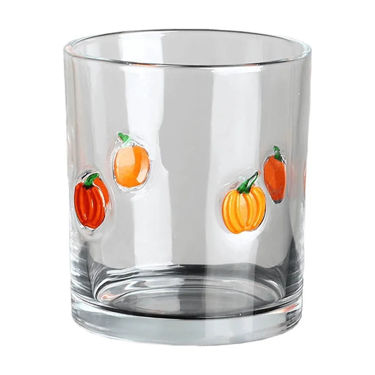 Pumpkin Icon Juice Glasses, 11.8 oz Halloween Decoration Clear Glass Cup Stemless Wine Drinking G... | Walmart (US)
