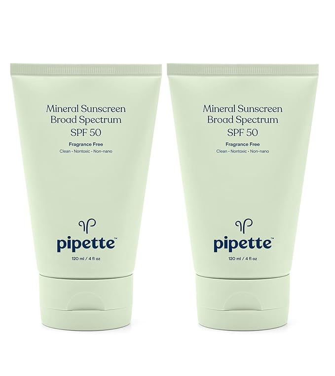 Pipette Mineral Sunscreen - SPF 50 Broad Spectrum Baby Sunblock with Non-Nano Zinc, UVB/UVA Non-T... | Amazon (US)