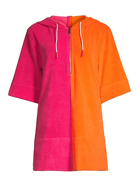 The Zip Colorblocked Terrycloth Hoodie Dress | Saks Fifth Avenue