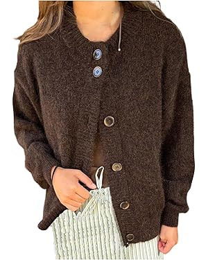 GORGLITTER Women's Button Up Knit Cardigan Open Front Casual Dressy Fall Trendy 2025 Cute Long Sl... | Amazon (US)