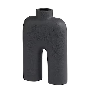 13 in. Black Arched Ceramic Abstract Decorative Vase | The Home Depot
